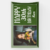 Green Art Deco 30. Foto Geburtstag Banner (Vertikal)