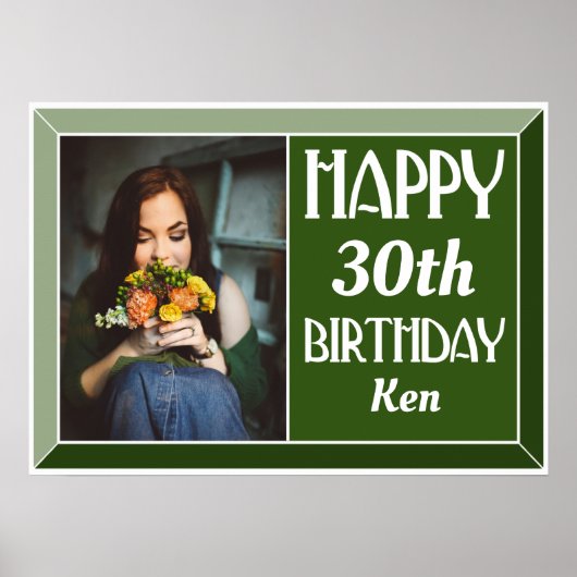 Green Art Deco 30. Geburtstag Foto Poster (Vorne)