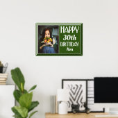 Green Art Deco 30. Geburtstag Foto Poster (Heimbüro)