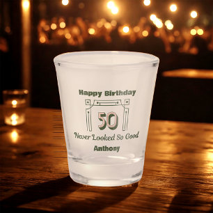 Green Art Deco 50. Geburtstag Schnapsglas