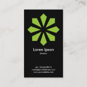 Green Art Deco Blume Star - Black Visitenkarte (Rückseite)
