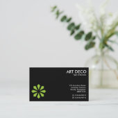 Green Art Deco Blume Symbol - Schwarz Visitenkarte (Stehend Vorderseite)