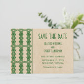 Green Art Deco Border Save the Date einladen Einladung (Stehend Vorderseite)