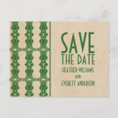 Green Art Deco Border Save the Date Postcard Ankündigungspostkarte (Vorderseite)