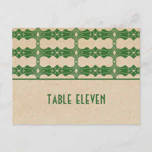 Green Art Deco Border Tischnummer Postkarte