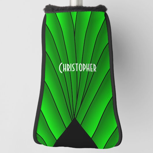 Green Art Deco Design Golf Headcover (Rotieren 90)