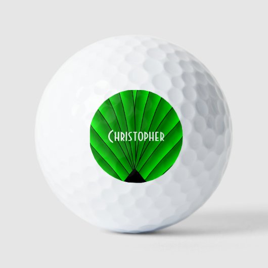 Green Art Deco Design Golfball (Vorderseite)