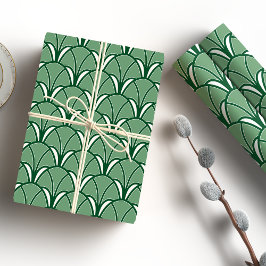 Green Art Deco Fan Geschenkpapier