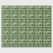 Green Art Deco Happy Birthday Geschenkpapier (Flach)