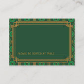 Green Art Deco Hochzeiten Platzkarten (Rückseite)