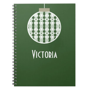 Green Art Deco Ornament Notebook Notizblock