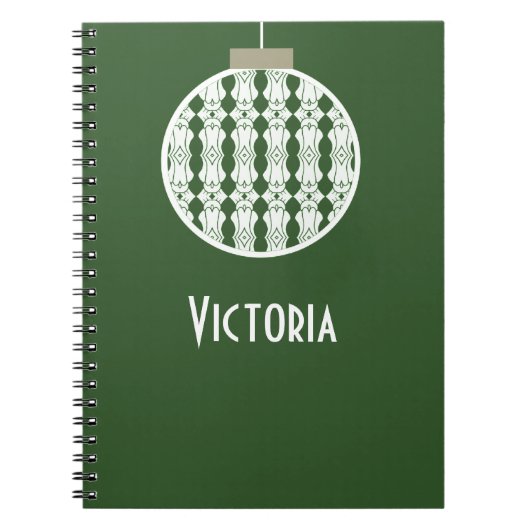 Green Art Deco Ornament Notebook Notizblock (Vorderseite)