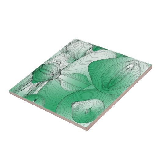 Green Art Deco Oval Fliese (Seite)