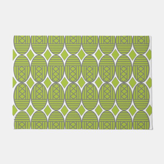 Green Art Deco Ovals Fußmatte (Vorderseite)