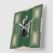 Green Art Deco Quadratische Wanduhr (Winkel)