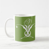 Green Art Deco White Blüh Rose Kaffeetasse (Links)
