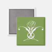 Green Art Deco White Blüh Rose Magnet (Vorderseite/Rückseite)