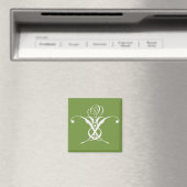 Green Art Deco White Blüh Rose Magnet (In Situ (Geschirrspüler))