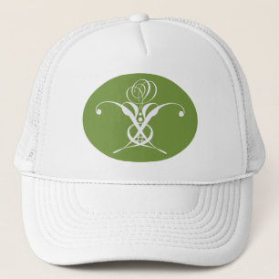 Green Art Deco White Blüh Rose Truckerkappe