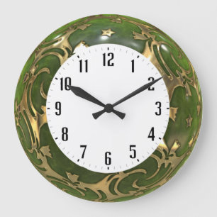 Green Art Deko Große Wanduhr
