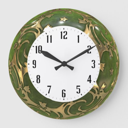 Green Art Deko Große Wanduhr (Vorderseite)
