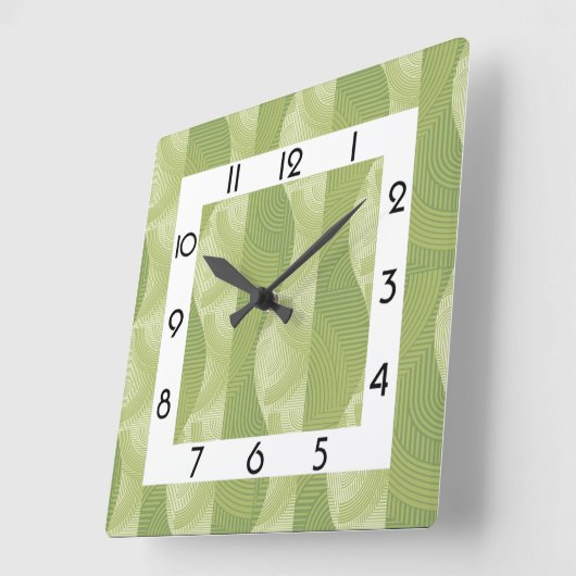 Green Art Deko Quadratische Wanduhr (Winkel)