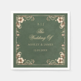 Green Art Nouveau Enchanted Wedding Napkins Serviette