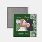 Green Artistic Damask Speichern Sie das Datumsfens Magnet (Vorderseite/Rückseite)