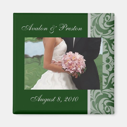 Green Artistic Damask Speichern Sie das Datumsfens Magnet (Vorne)