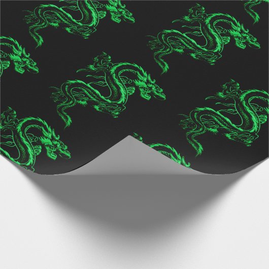 Green Asian Dragon Geschenkpapier (Ecke)