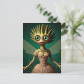 Green Asparagus Fairy in einem rosa Kleid Postkarte (Stehend Vorderseite)