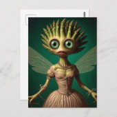 Green Asparagus Fairy in einem rosa Kleid Postkarte (Vorne/Hinten)