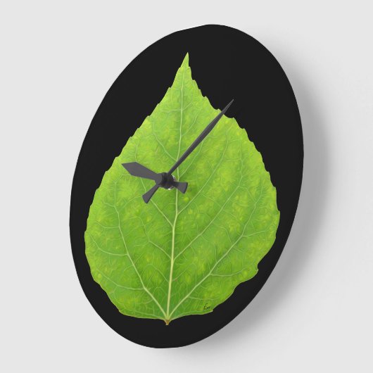 Green Aspen Leaf #11 Große Wanduhr (Winkel)
