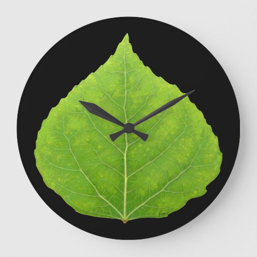 Green Aspen Leaf #11 Große Wanduhr (Vorderseite)