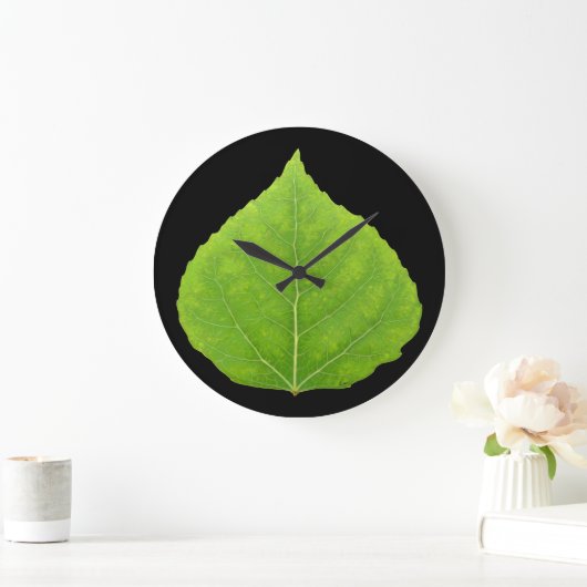 Green Aspen Leaf #11 Große Wanduhr (Zuhause)