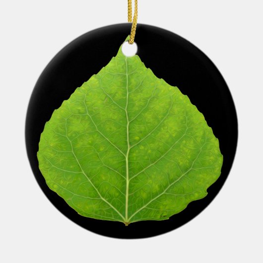 Green Aspen Leaf #11 Keramik Ornament (Vorne)