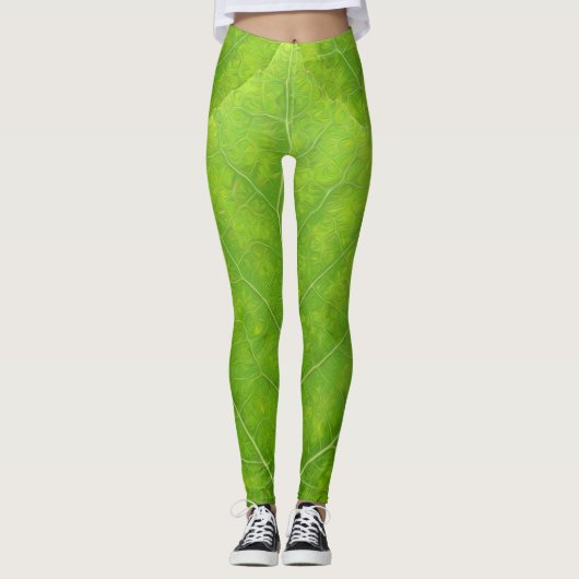 Green Aspen Leaf #11 Leggings (Vorderseite)