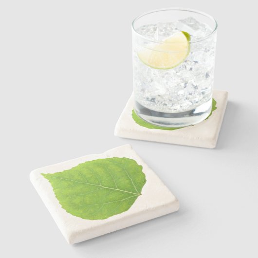 Green Aspen Leaf #11 Steinuntersetzer (Seitenansicht)