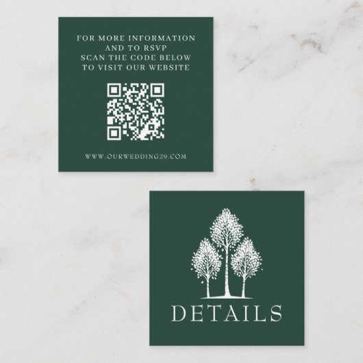 Green Aspen Tree Wedding QR Begleitkarte (Vorne/Hinten)