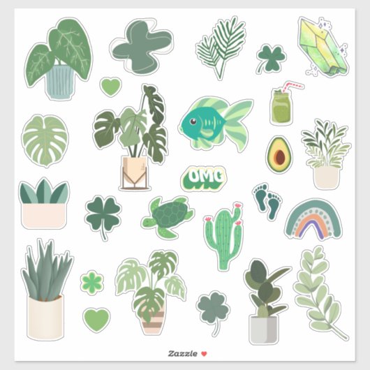Green Ästhetik Pack Aufkleber (Blatt)