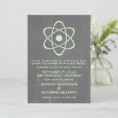 Green Atomic Chalkboard Save the Date einladen (Stehend Vorderseite)