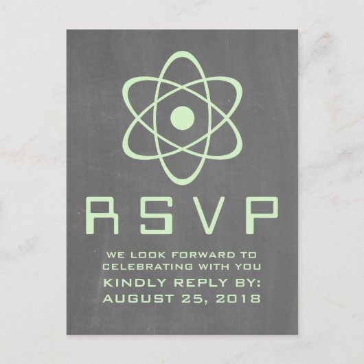 Green Atomic Chalkboard UAWG Postkarte (Vorderseite)