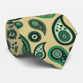 Green auf Beige Paisley Nicktie Krawatte (Gerollt)