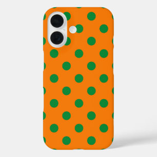 Green auf Orange Polka Dots Design iPhone 16 Hülle