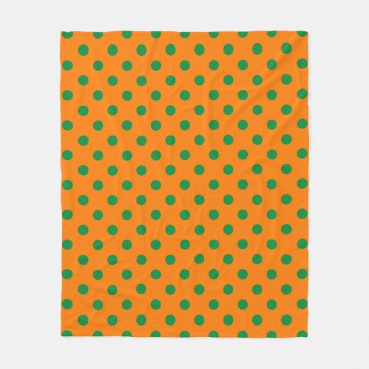 Green auf Orange Polka Dots Design Fleecedecke (Vorderseite)