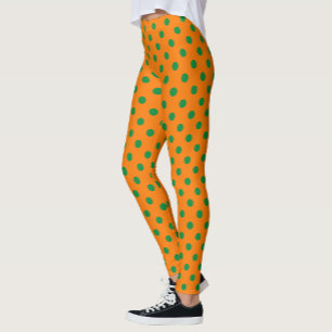 Green auf Orange Polka Dots Design Leggings