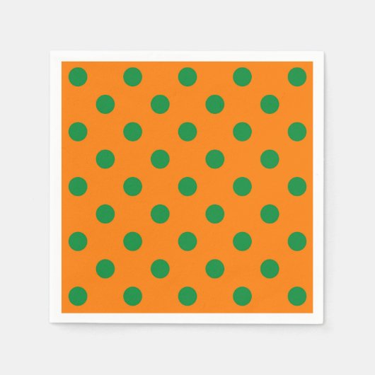 Green auf Orange Polka Dots Design Serviette (Vorderseite)