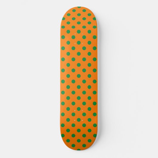 Green auf Orange Polka Dots Design Skateboard (Vorderseite)