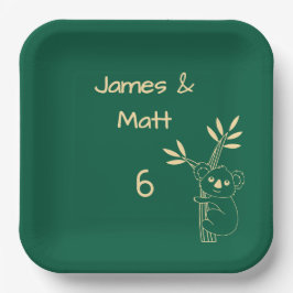 Green Australian Animals Twin 6. Geburtstag Pappteller