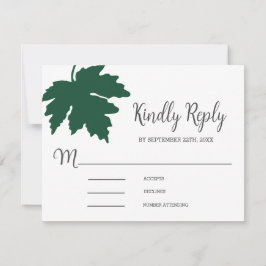 Green Autum Maple Leaf Wedding RSVP Card